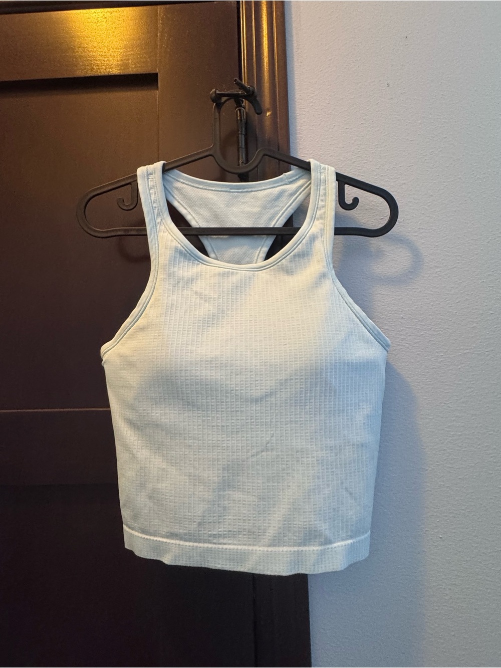 EBB to street Light Blue cropped Ribbed Racerback Tank Top
